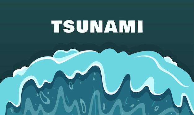 Vectorillustratie van tsunami-banner Donkerblauwe banner Natuurramp Catastrofe