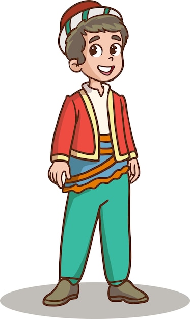 vectorillustratie van Turkse jongen in traditionele kleding