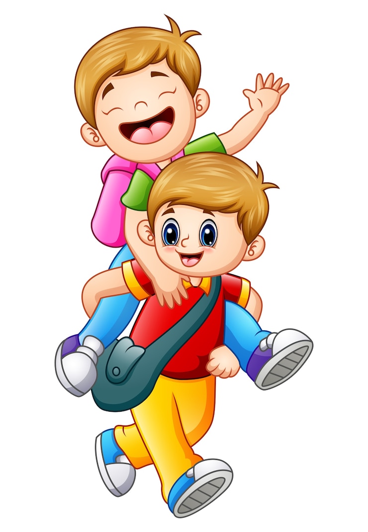 Vector vectorillustratie van twee schoolkinderen die naar school gaan