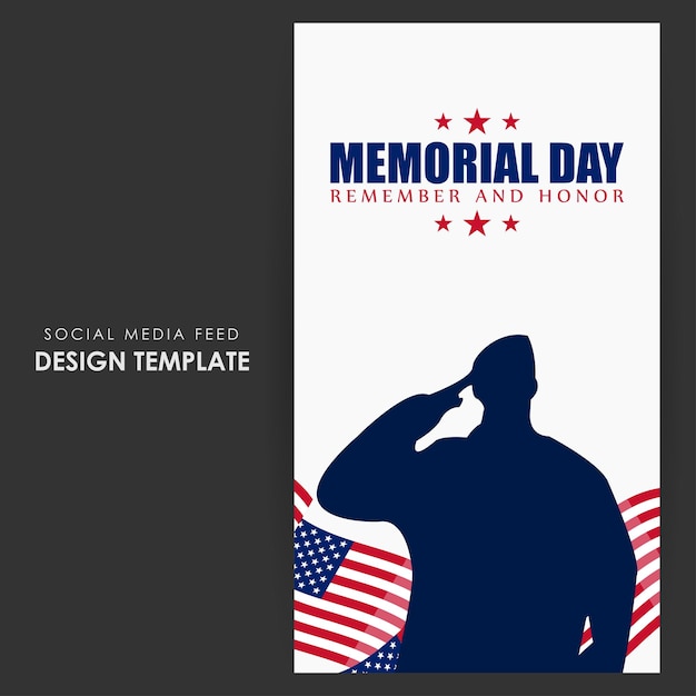 Vectorillustratie van US Memorial Day social media story feed mockup-sjabloon