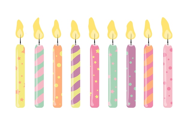 vectorillustratie van verjaardagskaarsen op een cake