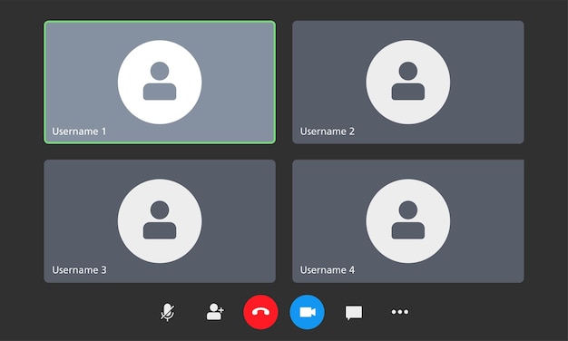 Vectorillustratie van videoconferentie ui mockup Online vergadering app lay-out concept