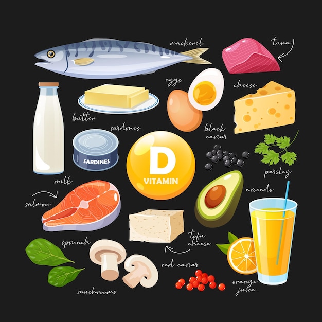 Vectorillustratie van vitamine Verrijkte groenten en fruit