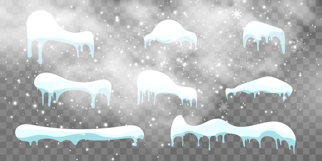 Vector vectorillustratie van vliegende sneeuw op een transparante backgroundnatuurlijk fenomeen van sneeuwval