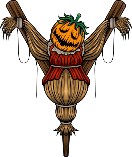 Vectorillustratie van vogelverschrikker halloween-thema met vintage stijltekening