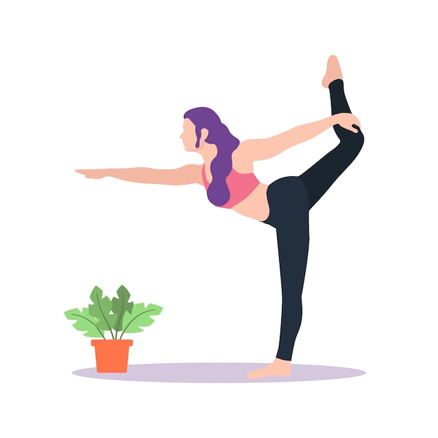 vectorillustratie van vrouwelijk karakter dat yoga doet