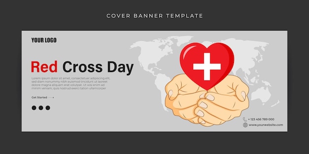 Vectorillustratie van Wereld Rode Kruis Dag Facebook cover banner mockup Template