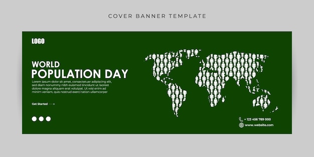 Vectorillustratie van Wereldbevolkingsdag Facebook cover banner mockup Template