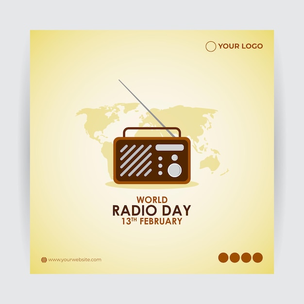 Vector vectorillustratie van wereldradiodag 13 februari