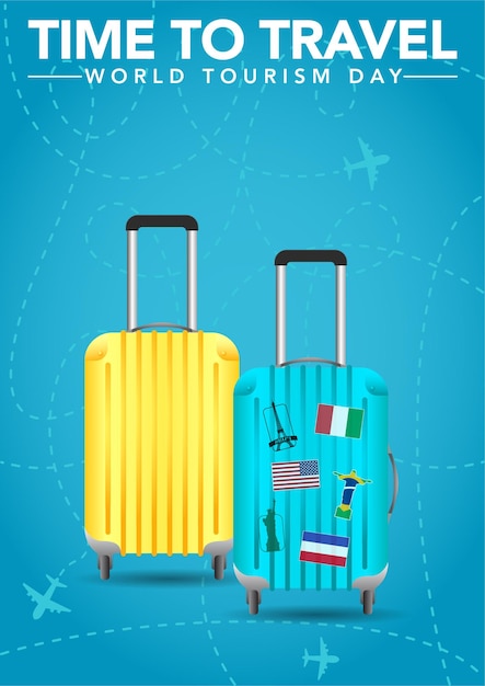 vectorillustratie van wereldtoerisme dag poster met koffer