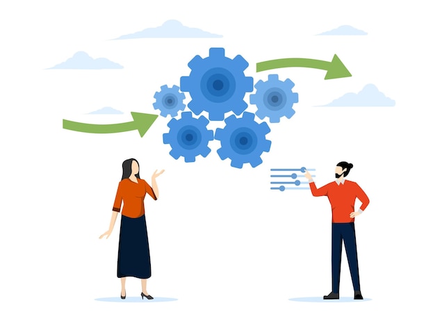 Vectorillustratie van werkstroombeheer of werkprocesoptimalisatie voor de beste resultaten