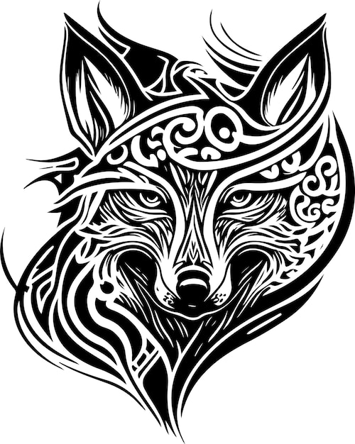 Vector vectorillustratie van wolfshoofd met ornament. vector illustratie