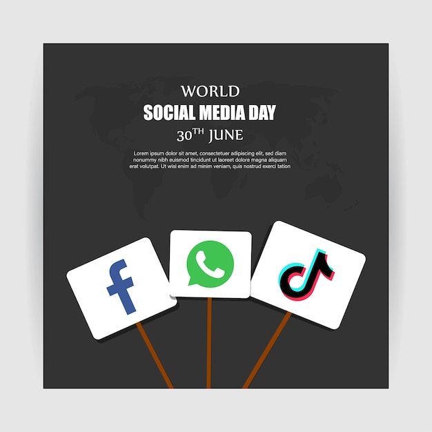 Vectorillustratie van World Social Media Day social media story feed mockup template