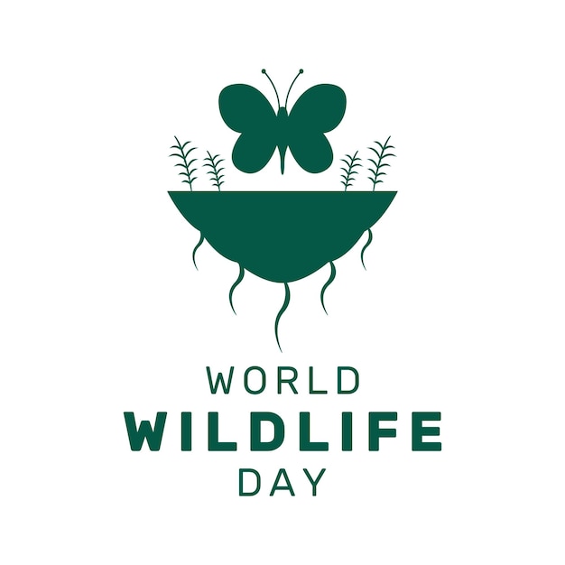 Vectorillustratie van World Wildlife Day met aarde en vlinder