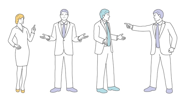 Vector vectorillustratie van zakenmensen in platte stijl geïsoleerd op een witte achtergrond