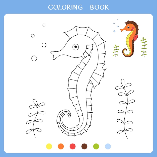 Vectorillustratie van zeepaardje voor kleurboek