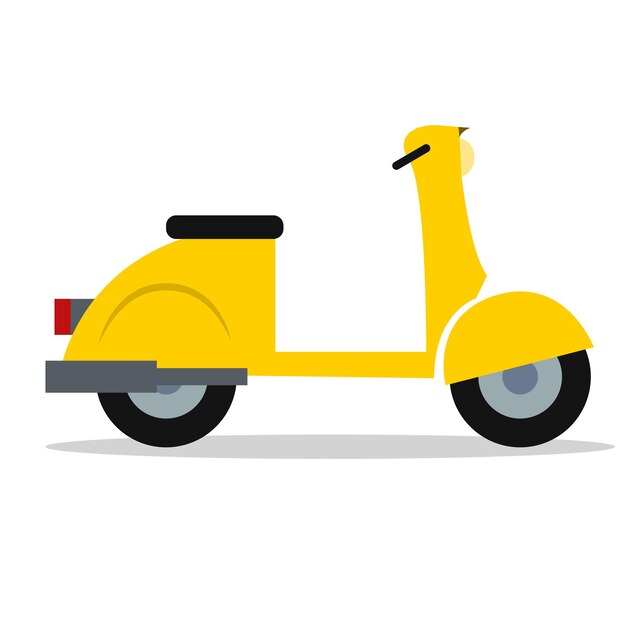 Vectorillustratie van zijaanzicht van gele kleur retro scooter