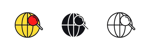 Vectorillustratie van zoeken op het pictogram van de wereldbol van de aarde. Zoek icoon symbool sjabloon voor afbeelding