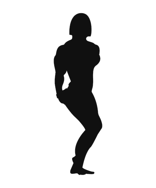 Vectorillustratie van zwarte silhouetten van vrouwelijke bodybuilder