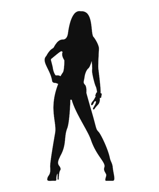 Vectorillustratie van zwarte silhouetten van vrouwelijke bodybuilder