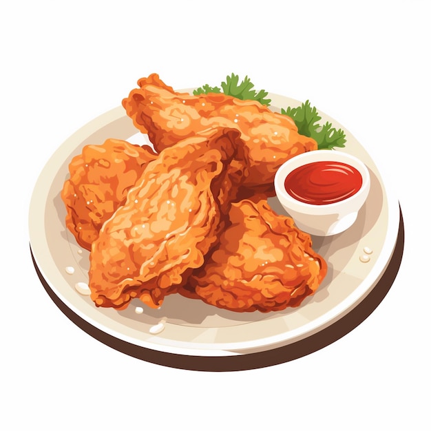vectorillustratie voedsel heerlijke kip knapperige vleesmaaltijd snel diner restaurant heet t