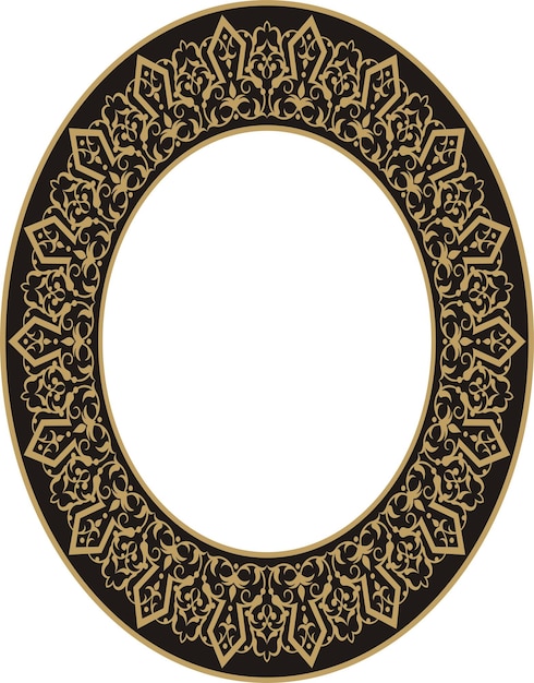 Vector vectorillustratie voor een border ornament design patroon op een frame ovaal in vorm gouden kleur