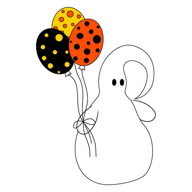 Vectorillustratie voor Halloween schattig spook met ballonnen