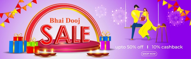 Vectorillustratie voor Happy Bhai Dooj Indian festival Sale banner