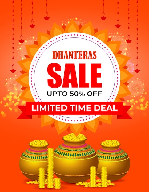 Vectorillustratie voor Indiase festival Dhanteras aanbieding banner