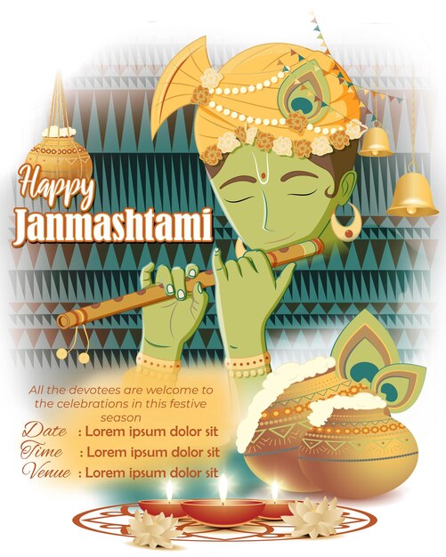 Vectorillustratie voor indiase festival janmashtami-groet