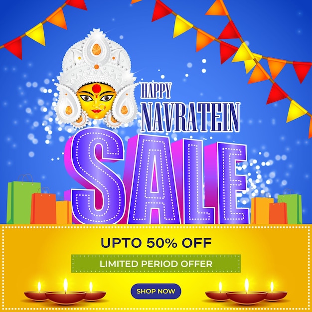 Vectorillustratie voor Indiase hindoeïstische festival Durga puja verkoop banner