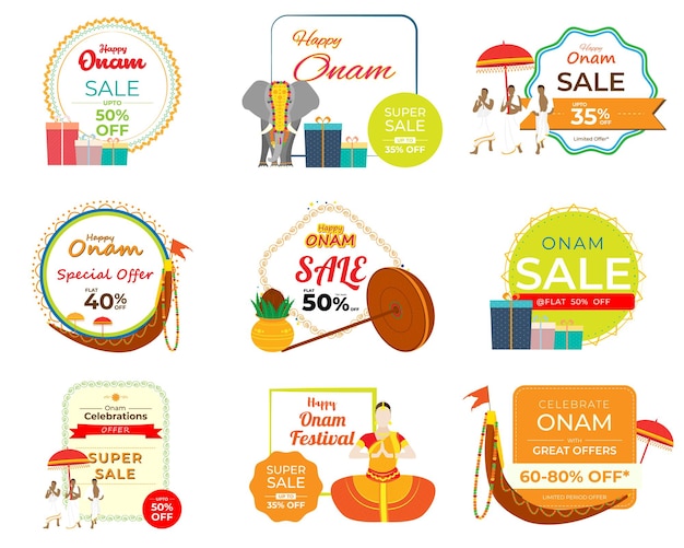 Vector vectorillustratie voor onam sale-labelset