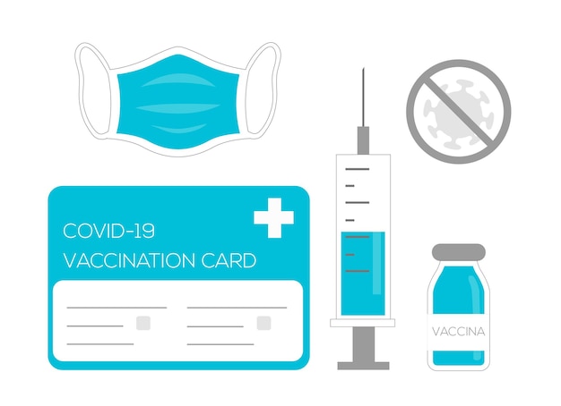 Vectorillustratie voor vaccin Masker en spuitkaart