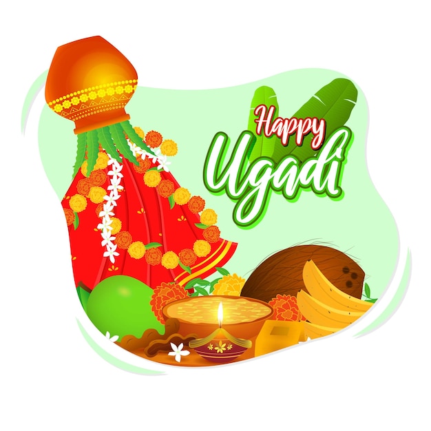 Vector vectorillustratieconcept gelukkige ugadi-groet