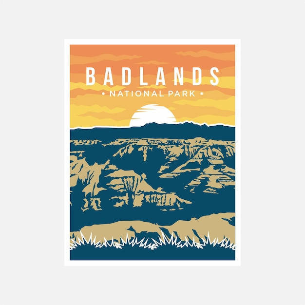 Vector vectorillustratieontwerp van de poster van het badlands national park