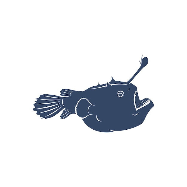 Vectorillustratieontwerp van diepzeevissen Logoontwerp van diepe zeevissen Template