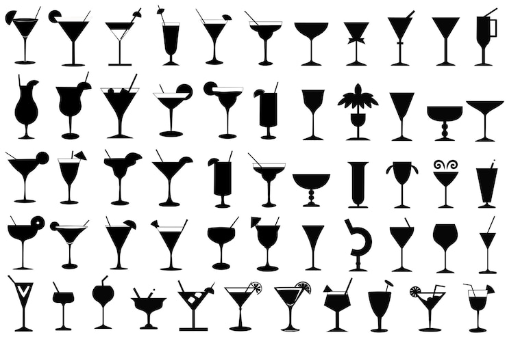 Vector vectorillustraties van cocktail silhouetten