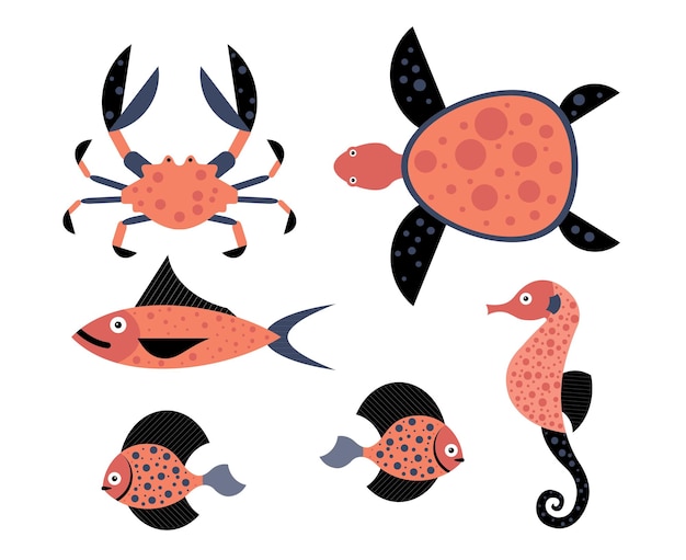 vectorillustraties van zeedieren