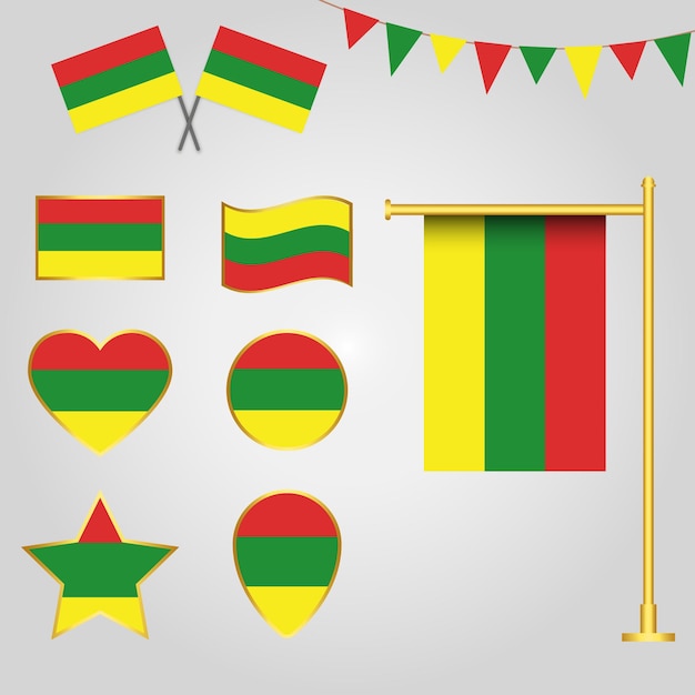 Vectorinzameling van de vlagemblemen en pictogrammen van Litouwen in verschillende vormenvector van Litouwen