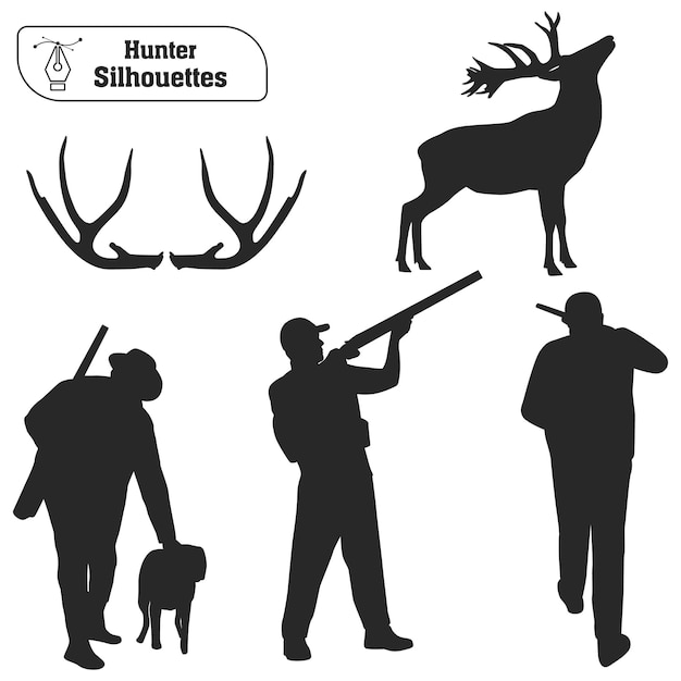 Vectorinzameling van jager bos dierlijk silhouet