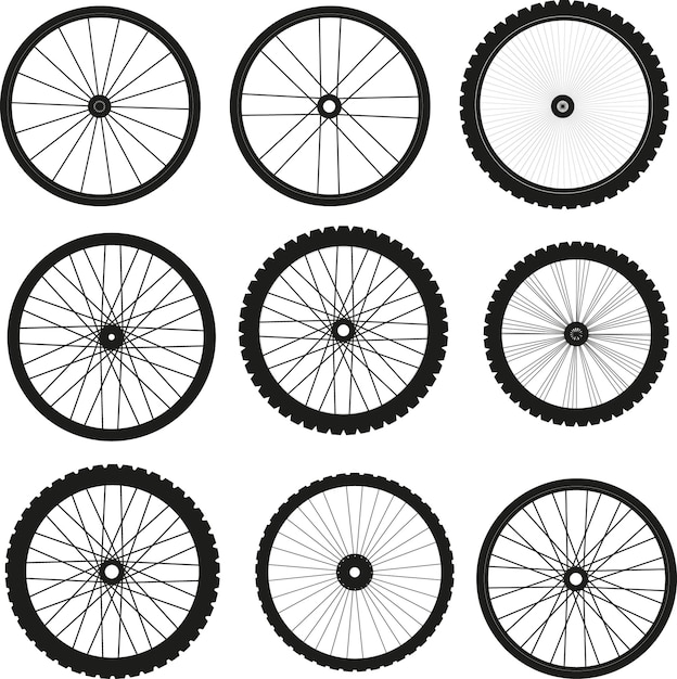 Vettore ruote di bicicletta vettorializzate per l'editing e il design