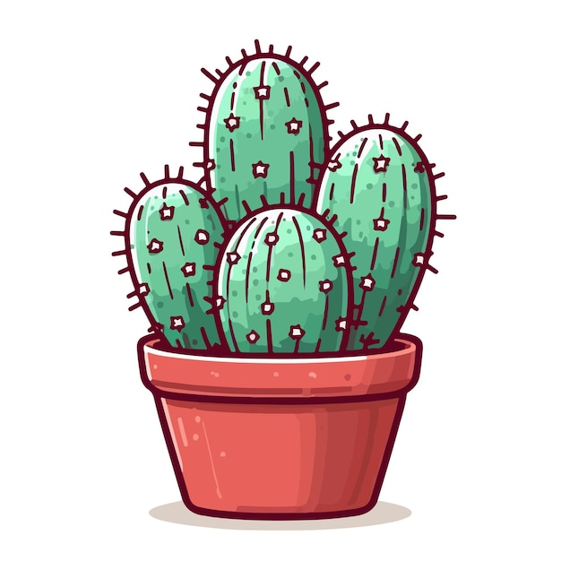 Vectorized cactus plant on white background