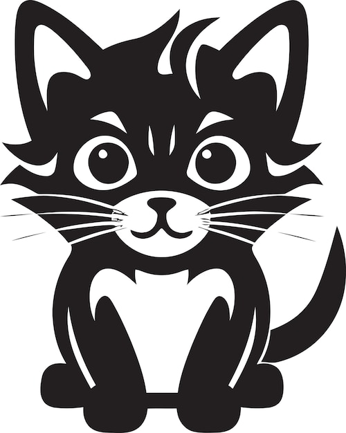 Vector vectorized cat head monochromatic prowling kitty