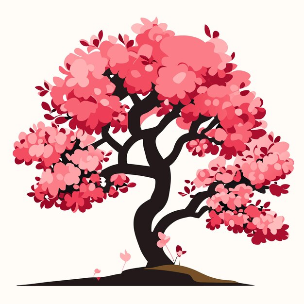 Vector vectorized cherry blossom tree illustration on a white background