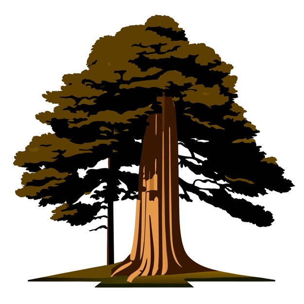 Vectorized flat illustration of a 2d vector isolated digital redwood tree