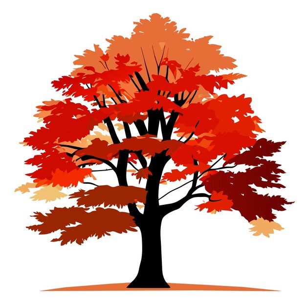 Vector vectorized maple tree on a clean white background