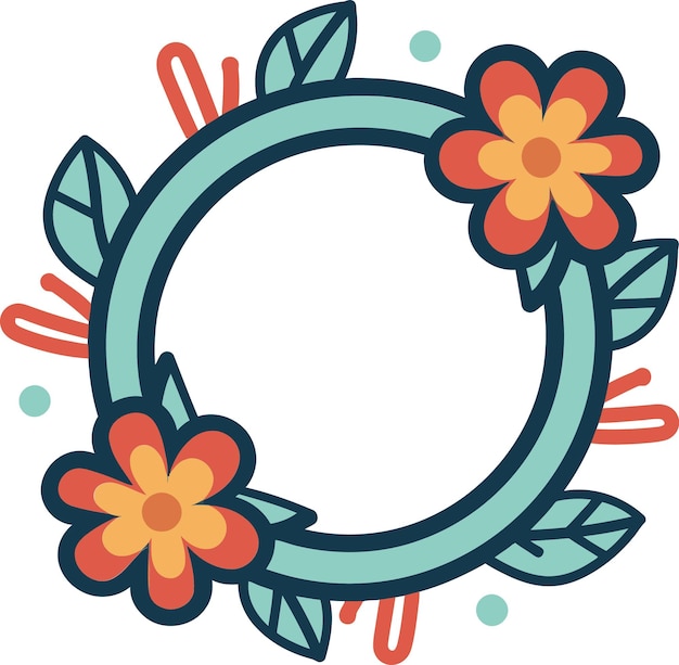 Vectorized Natures Harmony Floral Wreath ArtIllustrated Whimsical Hoops Festive Wreaths