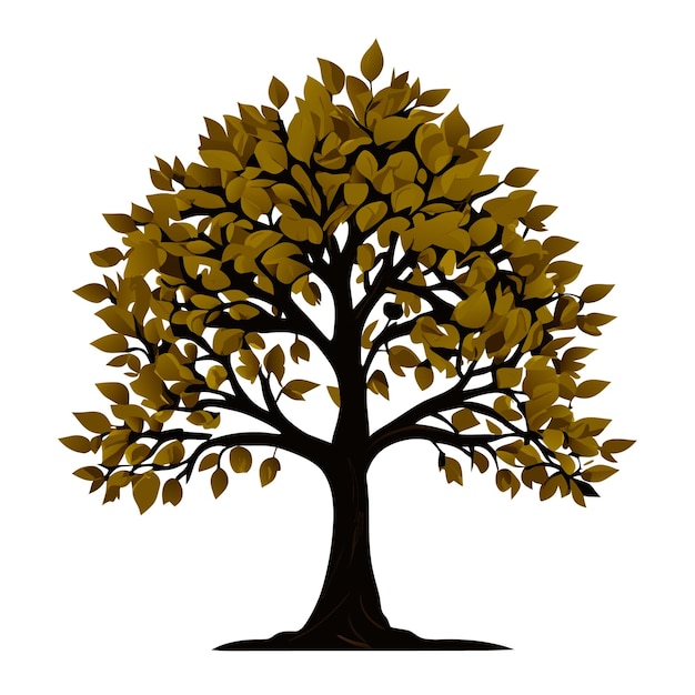 Vectorized Oak Tree Illustration in Detailed Flat Style