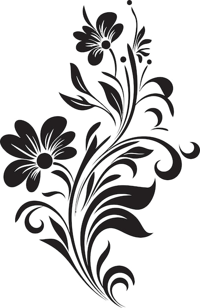 Vector vectorized shadows floral art in black