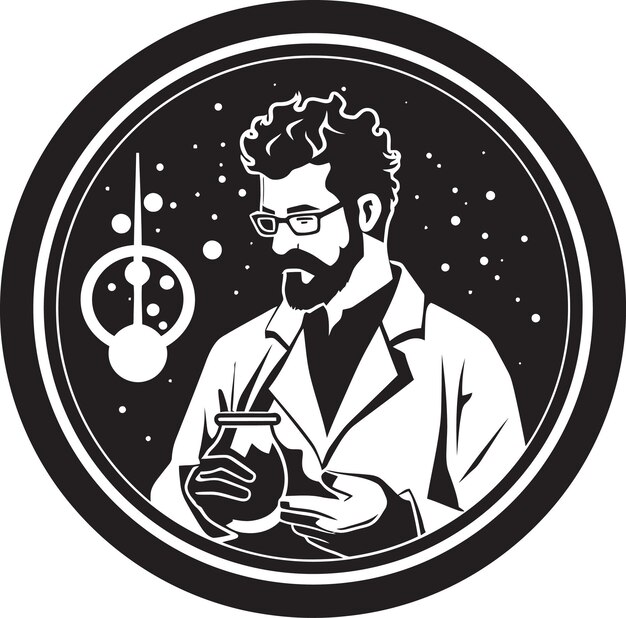 Vector vectorized virtuosos scientist silhouettes in blackshadows of science inked scientist vectors